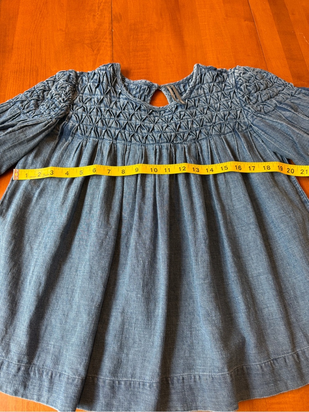 Anthropologie Smocked Chambray Blouse - Blue - Picture 4 of 6